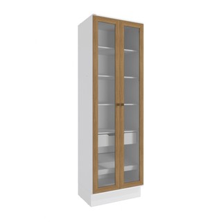 Cristaleira Celeste Kappesberg 100% MDF 2 Portas 1 Gaveta Branco/Nogueira 72cm em Oferta na Shopee