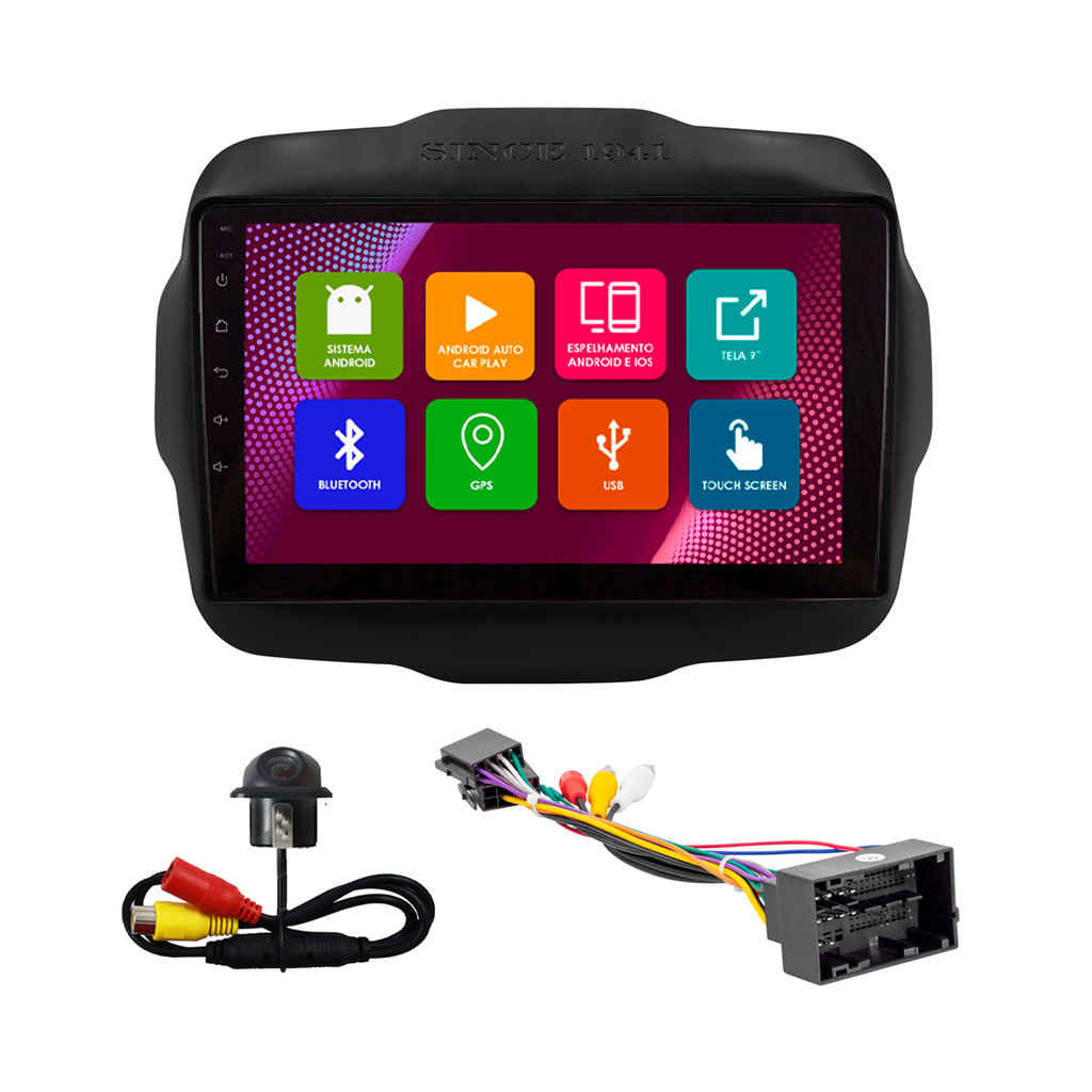 Kit Multimídia 9 Pol Jeep Renegade 2015 16 17 18 19 2020 2021 2022 2023 Android 2Gb Ram 32Gb Flash Quad-Core 2 Din Preto em Oferta na Shopee