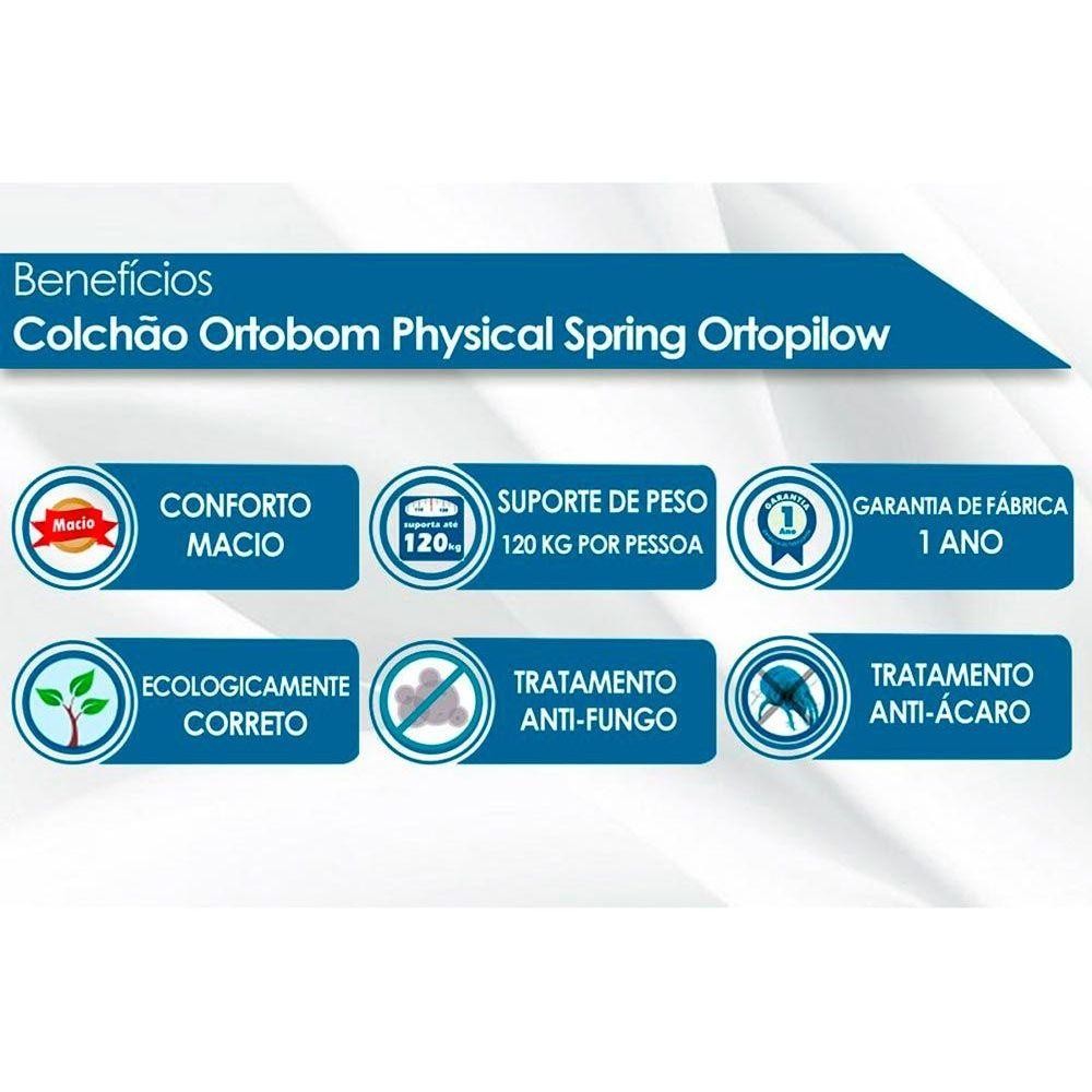 Colchão Casal Molas Nanolastic Physical Spring Ortopillow (138x188x23) - Ortobom