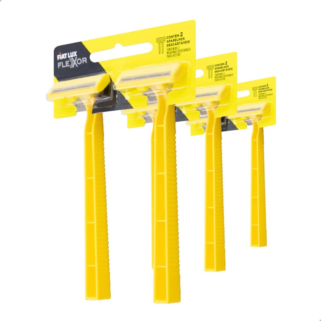 Kit Barbeador Descartável Aparelhos de Barbear Com 2 Lâminas Com 48 Unidades  Fiat Lux Flexor