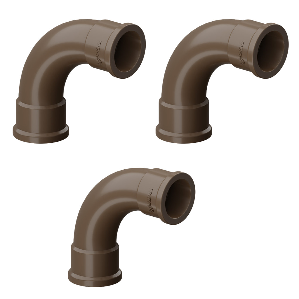 Curva Soldável 90° Kit com 3 Unidades 25mm 3/4 Marrom Tigre