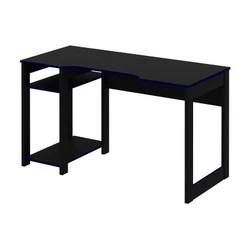 Mesa Gamer Escrivaninha Home Office Tecno Reversível Com Prateleira Preto Azul