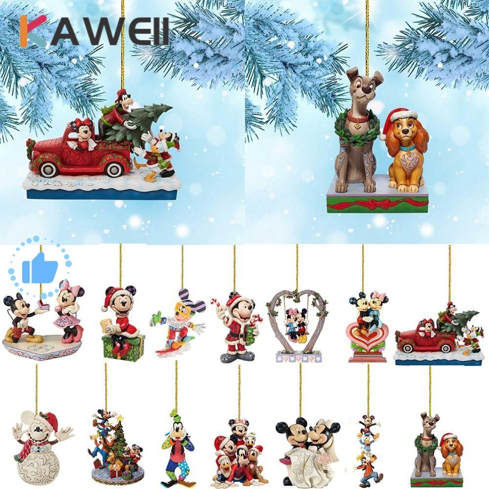 KAWEII Enfeite De Natal Do Mickey Mouse , Decoração De Árvore De Desenho Animado Pingente Pendurado , Figura De Anime De Festa De Acrílico Engraçado Minnie Casa