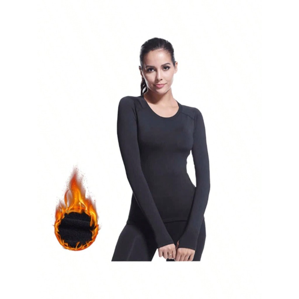 ROUPA TERMICA PELUCIADA PRETO Conjunto Blusa Térmica + Meia Calça Térmica Feminina Flanelados SEGUNDA PELE FORRADA