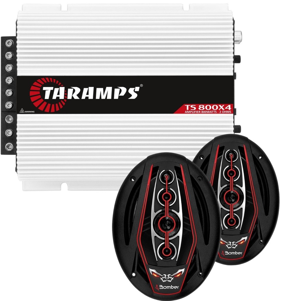 Kit Modulo Amplificador Ts800x4 + 2 Alto Falante Bicho Papao - Automobiles