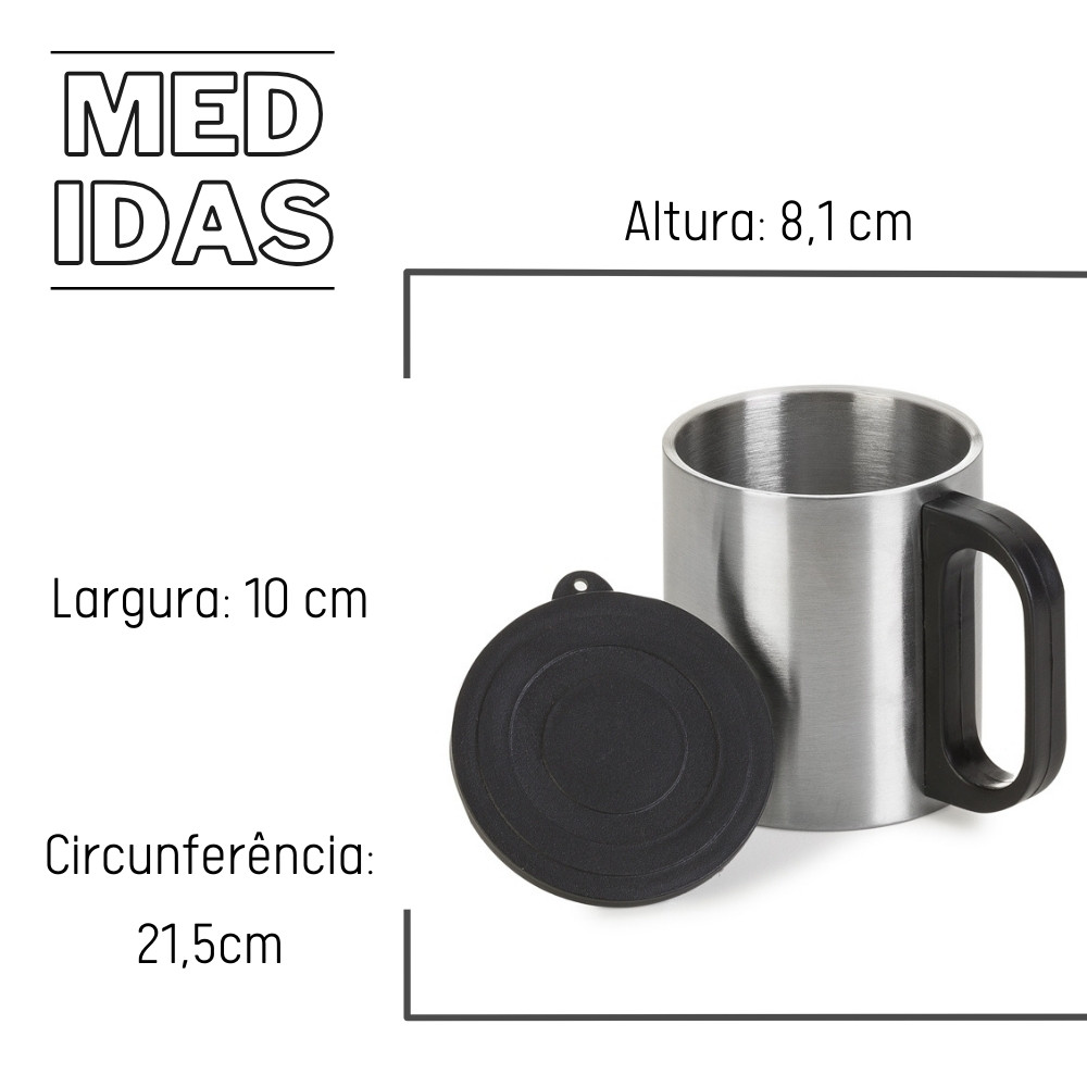 Detalhes do kIT10 Canecas Canequinha de Inox com alça 180ml Personalizada Logo/Arte