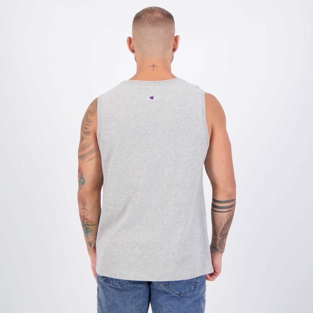 Detalhes do Regata Champion Muscle Script Logo Cinza
