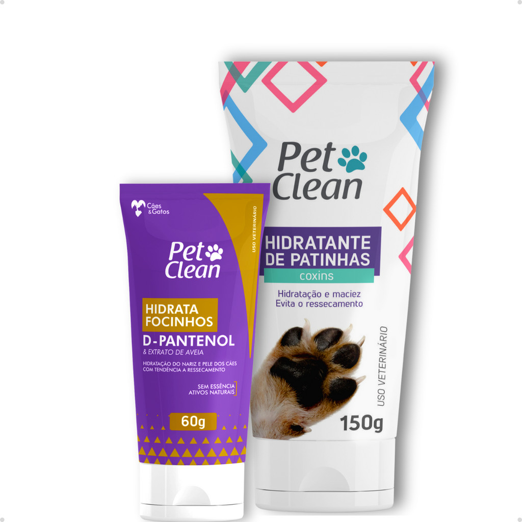 Kit Higiene Hidratante de Patas Patinhas + Hidrata Focinhos Cachorro e Gato Pet Clean - Pets