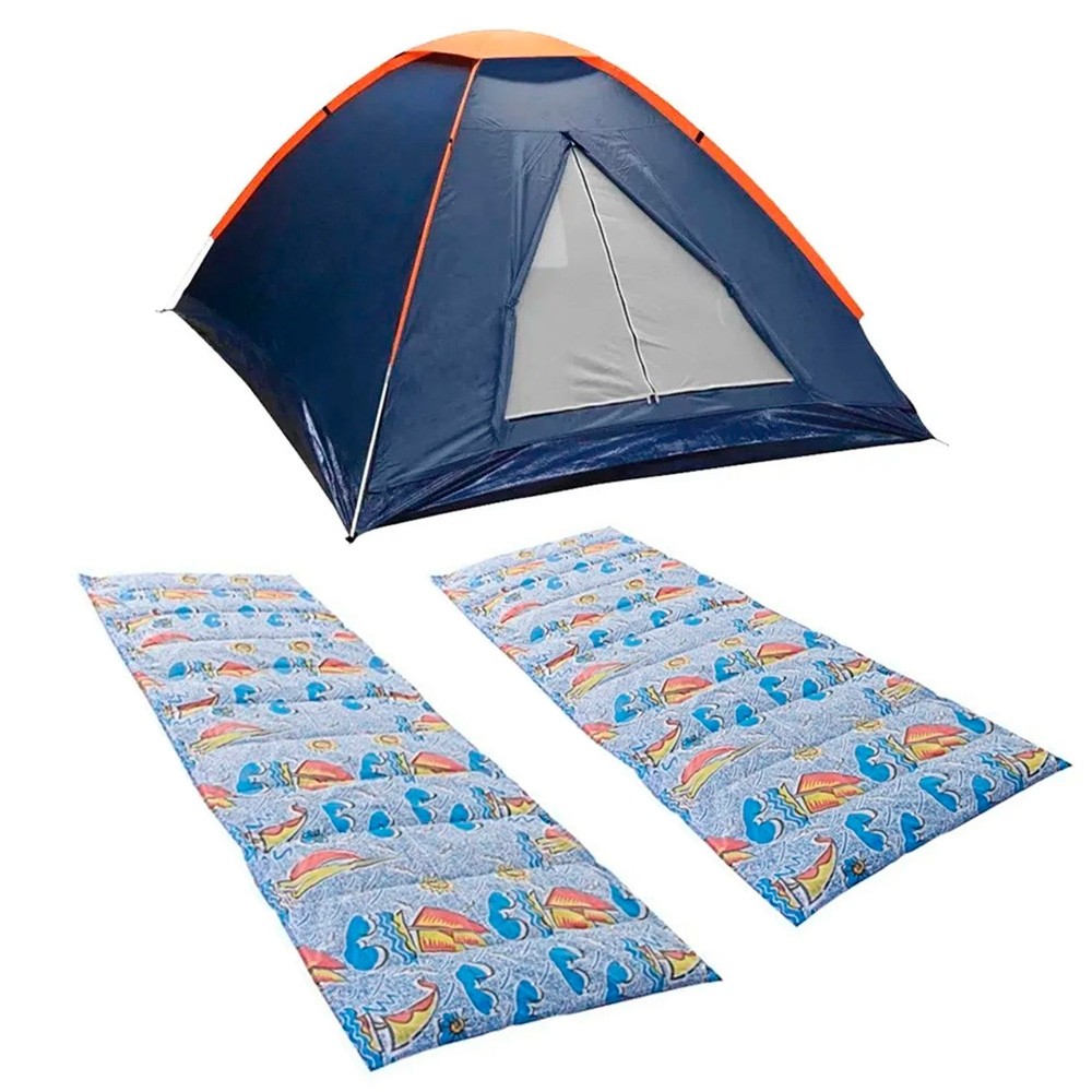 Kit Barraca Panda 2P Nautika + 2 Colchonete Solteiro 190x60cm