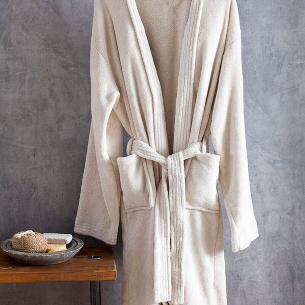 Roupão De Banho Microfibra Adulto Plush Poliéster Home Design Corttex Bege P