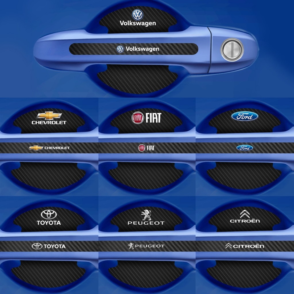 Kit 8 Peças Adesivo Protetor Maçaneta de Porta Fibra de Carbono Carro Anti Arranhões em Oferta na Shopee