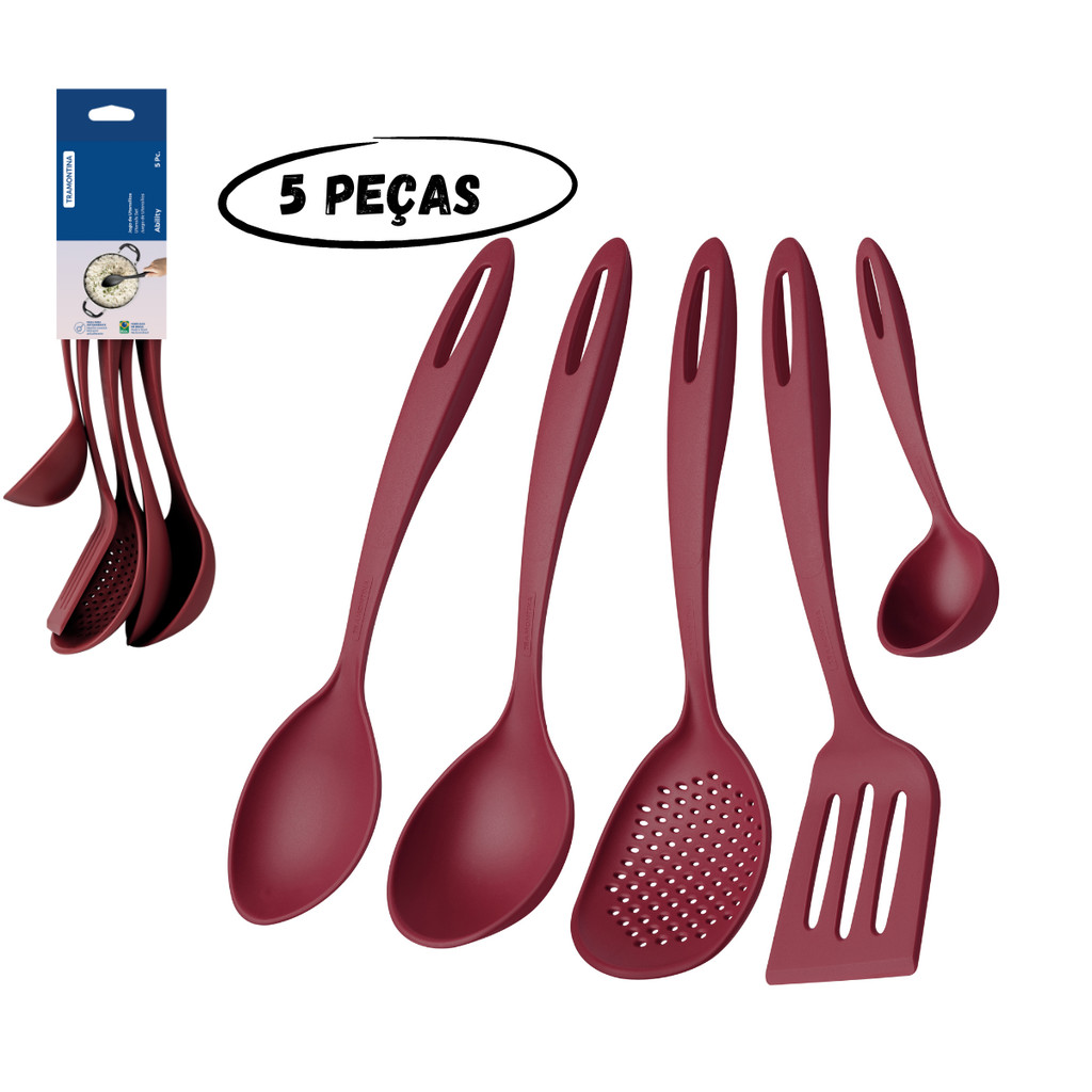 Conjunto Utensílios Cozinha Tramontina 5 Peças Ability em Oferta na Shopee