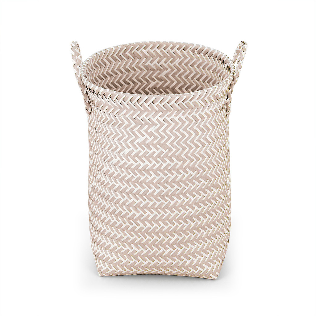 Detalhes do cesto organizador tramado grande 40cm com alças de plástico - Oikos