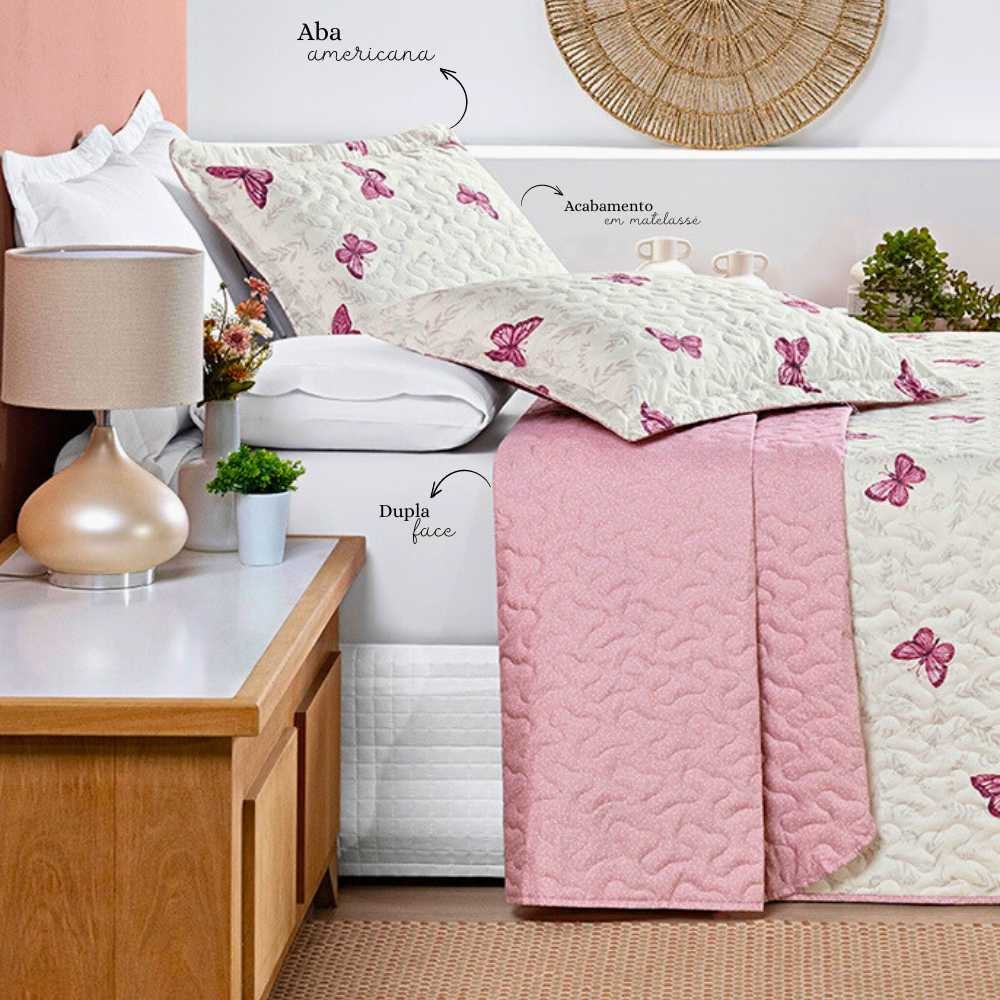 Cobre Leito 3 Peças KingQueenCasalSolteiro 200 Fios Percal Dupla Face Acabamento Matelassê Avere