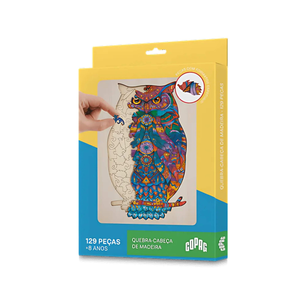 Jogo Quebra-Cabeça de Madeira Estampa Coruja com 129 Peças Copag - 33363 em Oferta na Shopee