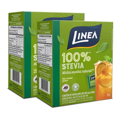 Kit 2 Adoçantes em pó Stevia Linea 50 Sachês de 500mg