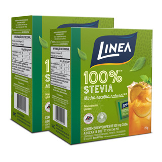 Kit 2 Adoçantes em pó Stevia Linea 50 Sachês de 500mg em Oferta na Shopee