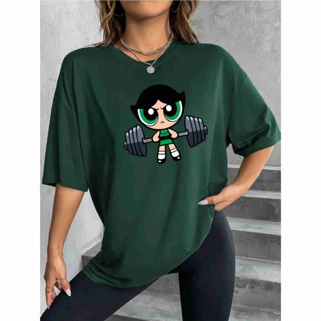 Camisa Blusa Feminina Camiseta Academia Barra Fitness Super Poderosa Desenho Infantil Promoção