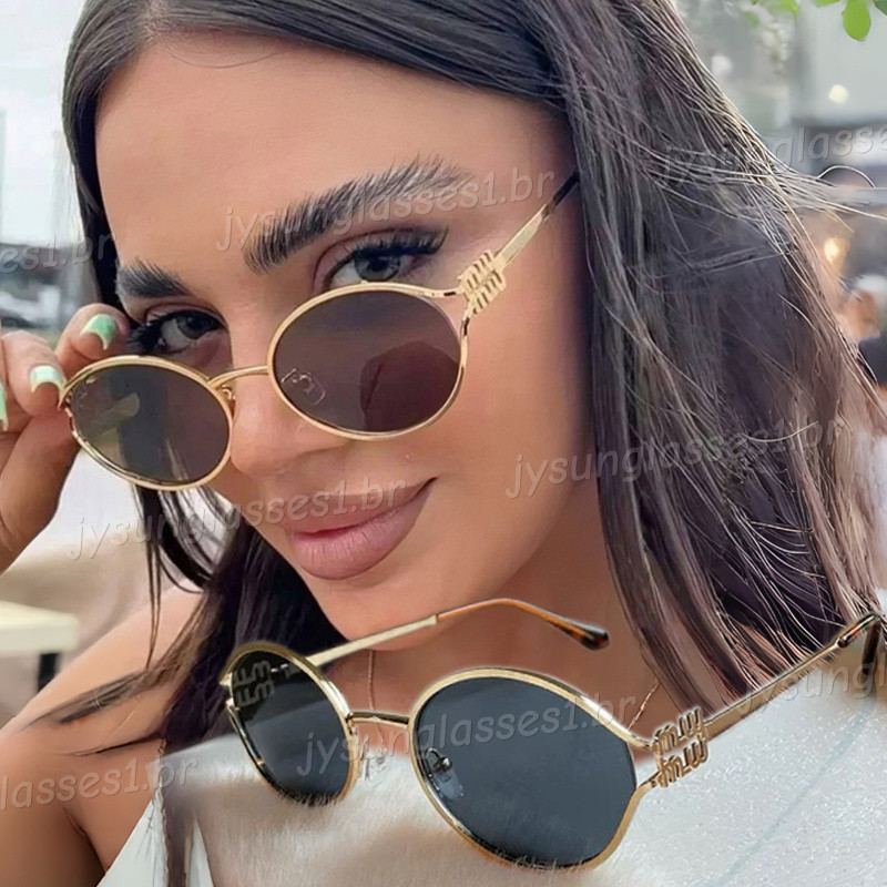 Novo Oval Metal Olhos De Gato Óculos De Sol Para Mulheres Homens Europeu Americano Pequeno Quadro Elípticos Ao Ar Livre  em Oferta na Shopee