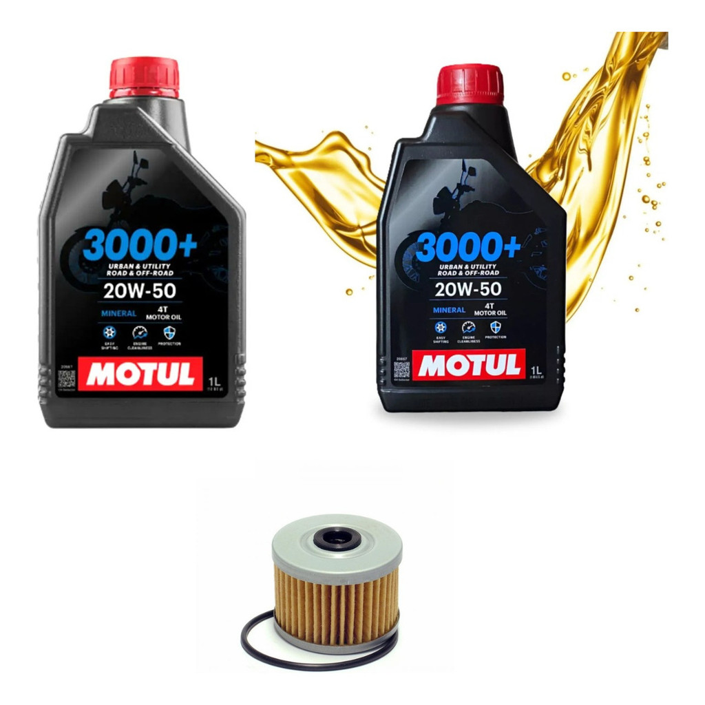 Kit Troca Óleo Motul 3000+ 20w50 2l + Filtro De Cb300 E Xre300