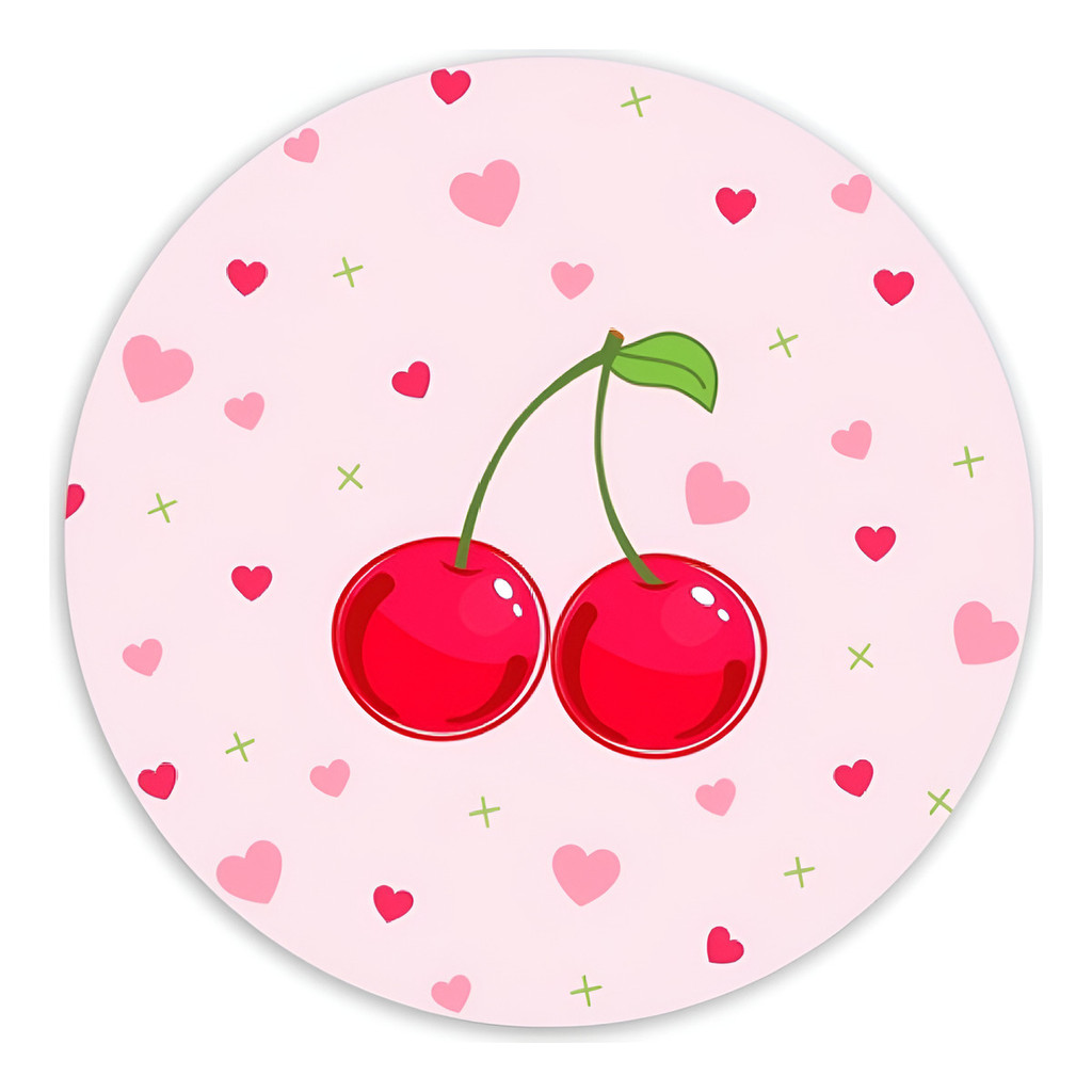 Capas Mini Painel Festa Redondo Veste Fácil Cereja Carejinhas Mini Painel 50x50cm Sem Suporte 