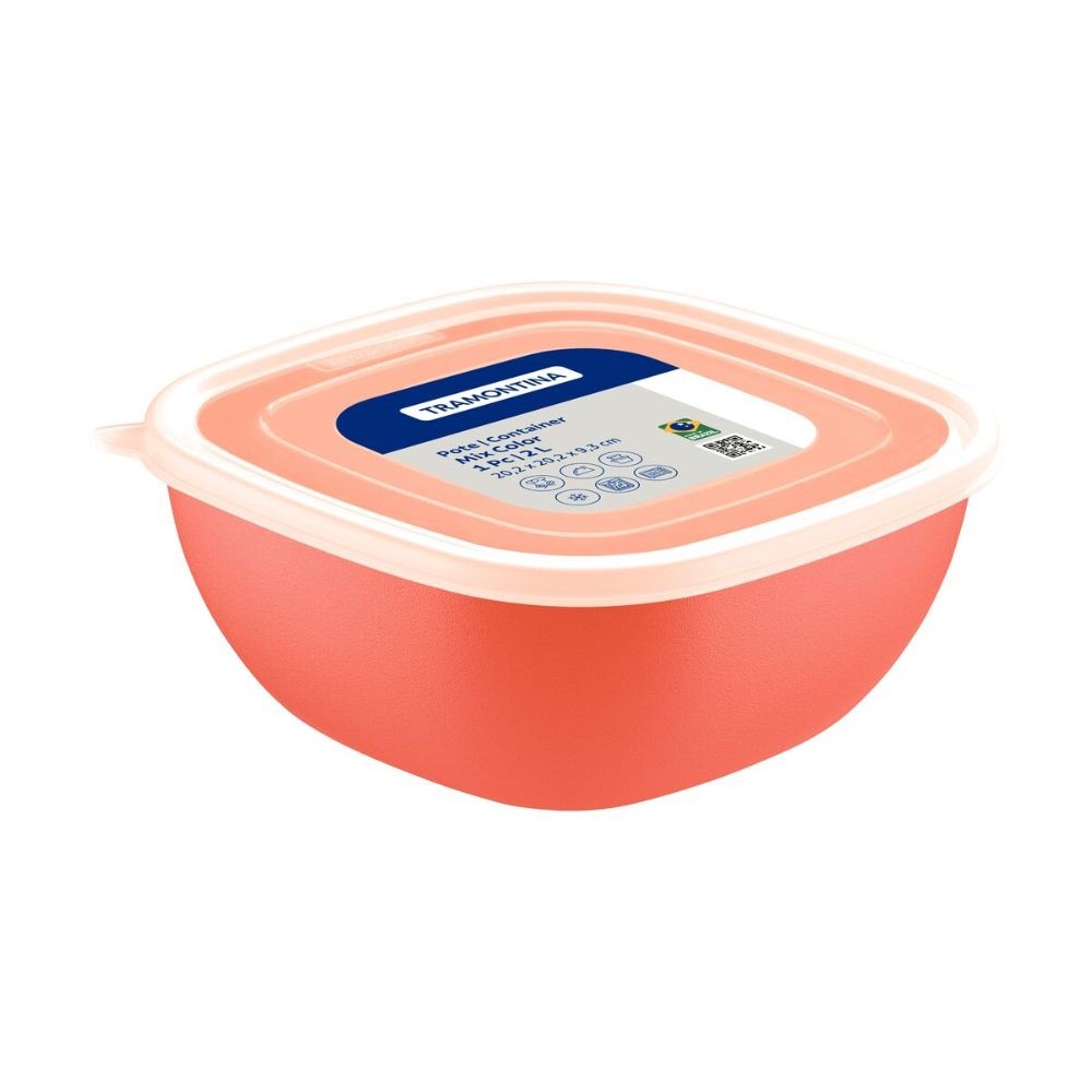 Pote Tramontina Laranja ipê em Polipropileno com Tampa Transparente 2 L