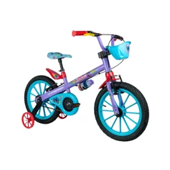 Bicicleta Infantil Aro 16" Disney Stitch Rodinhas Garrafinha Cestinha Nathor Criança - 101250160008