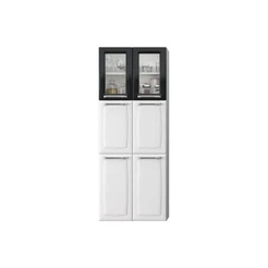 Paneleiro Duplo Max c/Vidro Cozinhas Itatiaia Luce - 6 Portas - Branco c/ Preto