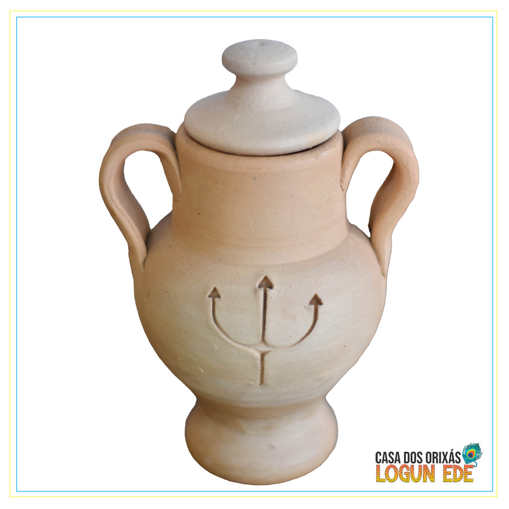 Quartinha de Barro Pomba Gira M 17cm Tridente Umbanda e Candomblé