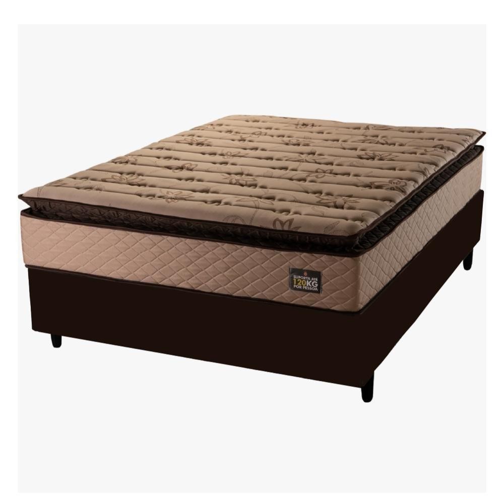 Cama Box Casal Colchão Espuma D33 Pillow Top Van Gogh Marrom em Oferta na Shopee