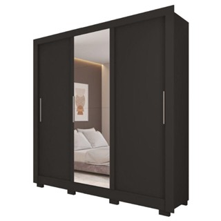 Guarda Roupas Casal Com Espelho 3 Portas Preto em Oferta na Shopee