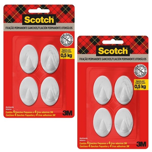 Kit com 8 Gancho SCOTCH Branco Pequeno 3M em Oferta na Shopee