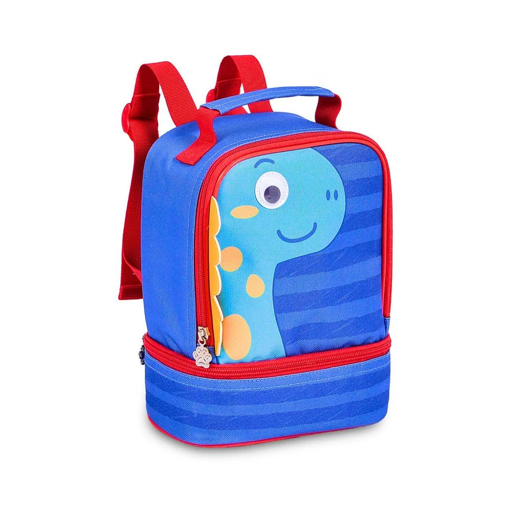Lancheira Térmico Masculina 02 Bolsos Dinossauro Pets - Clio Style  - AZUL