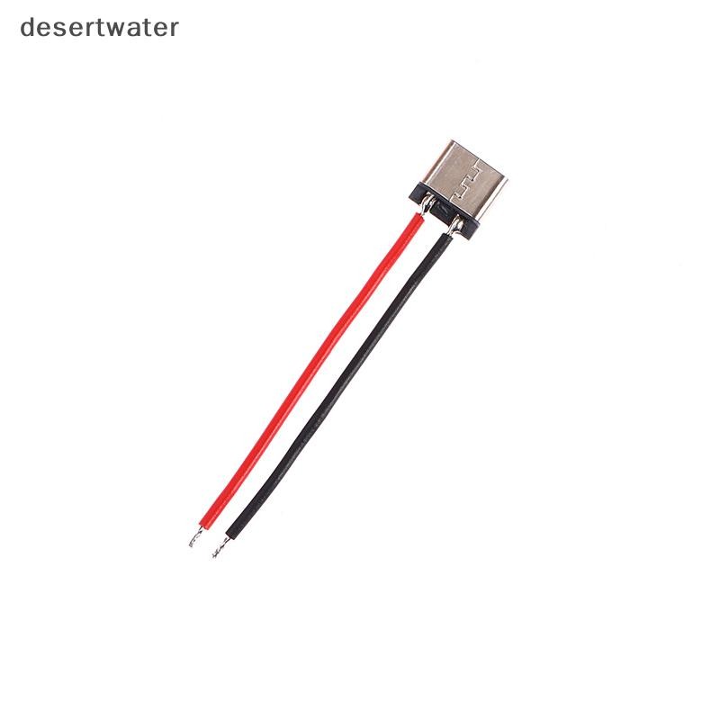 Dwbr 10 Peças Micro USB Tipo-C 2 Pinos Horizontal 2P Placa Plug-in Macho Soldada Simples Conector De Carregamento Rápido