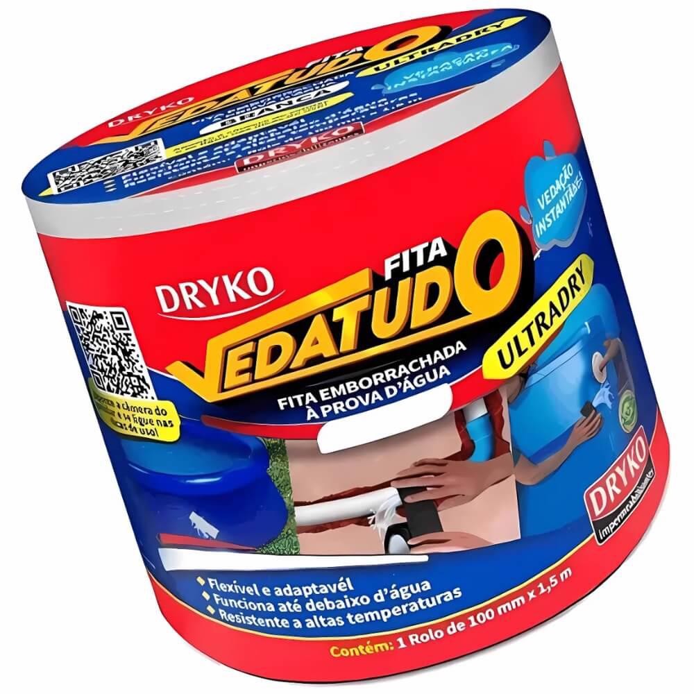 Fita Adesiva Emborrachada VEDATUDO 10CM x 1,5M Branca ULTRADRYBCO-CX DRYKO