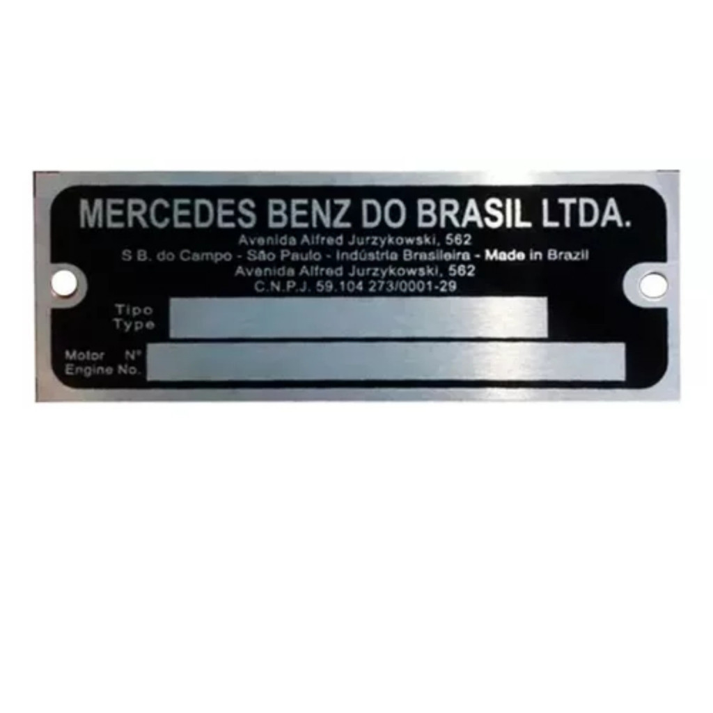 Plaqueta Identificação Motor Mercedes Da Toyota Bandeirante Com Gravação em Punção