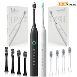 Escova de Dentes Elétrica IPX7 com 4 Cabeças de Reposição Inteligente à Prova D'água em Oferta na Shopee