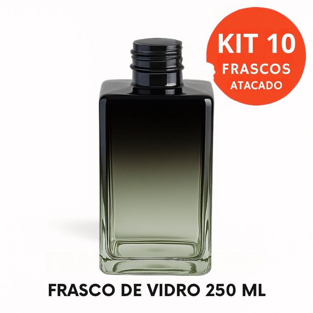 Kit 10 Frascos de Vidro Square 250ml Rosca 28/410 para Difusor – Atacado