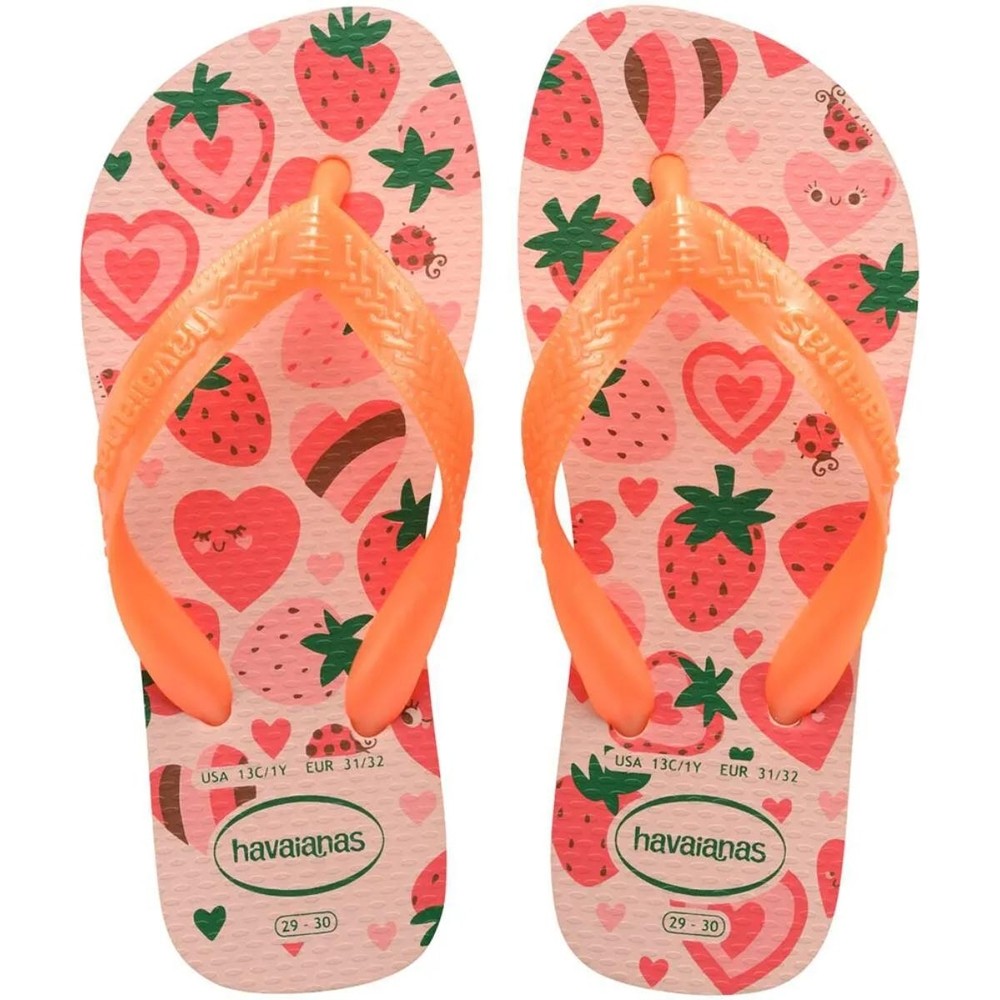 Chinelo Havaianas Kids Flores Menina - Laranja e Rosa em Oferta na Shopee