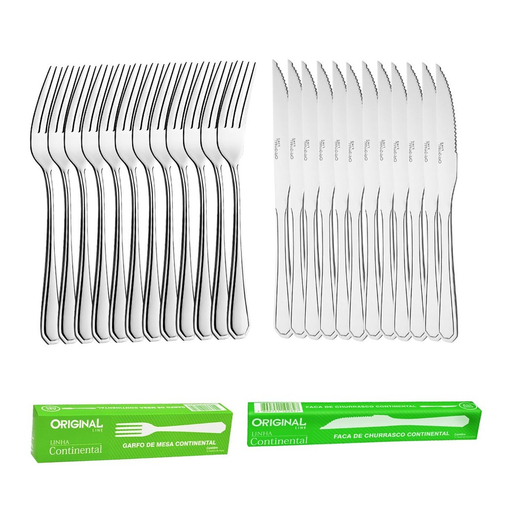 Jogo de Talheres 120 Peças Garfo e Faca Aço Inox Continental Original Line Cozinha Faqueiro