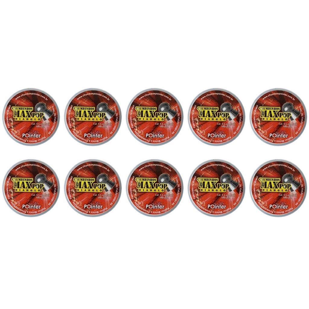Kit 10 Chumbinhos Pointer Max Pop Diabolô 5.5mm 100un.