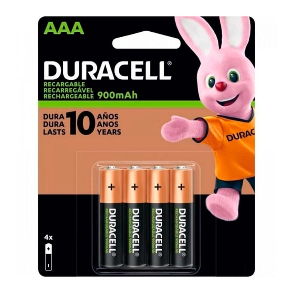 Pilha Recarregável Duracell AAA 900mAh 4 Unidades