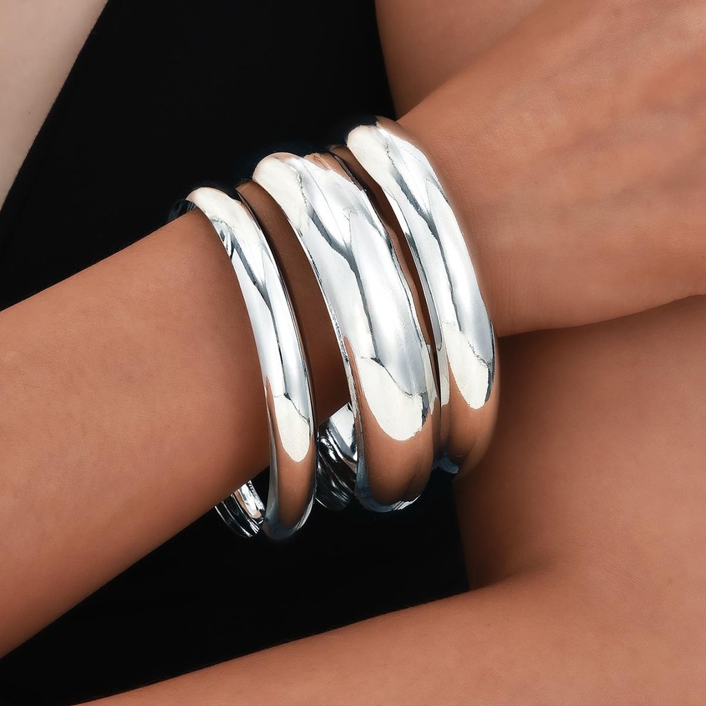 3 Pçs/Set Compre 1 Leve 2 Empilhamento Usando Pulseiras De Metal Simples Conjunto Círculo Superfície Lisa Para Mulheres em Oferta na Shopee