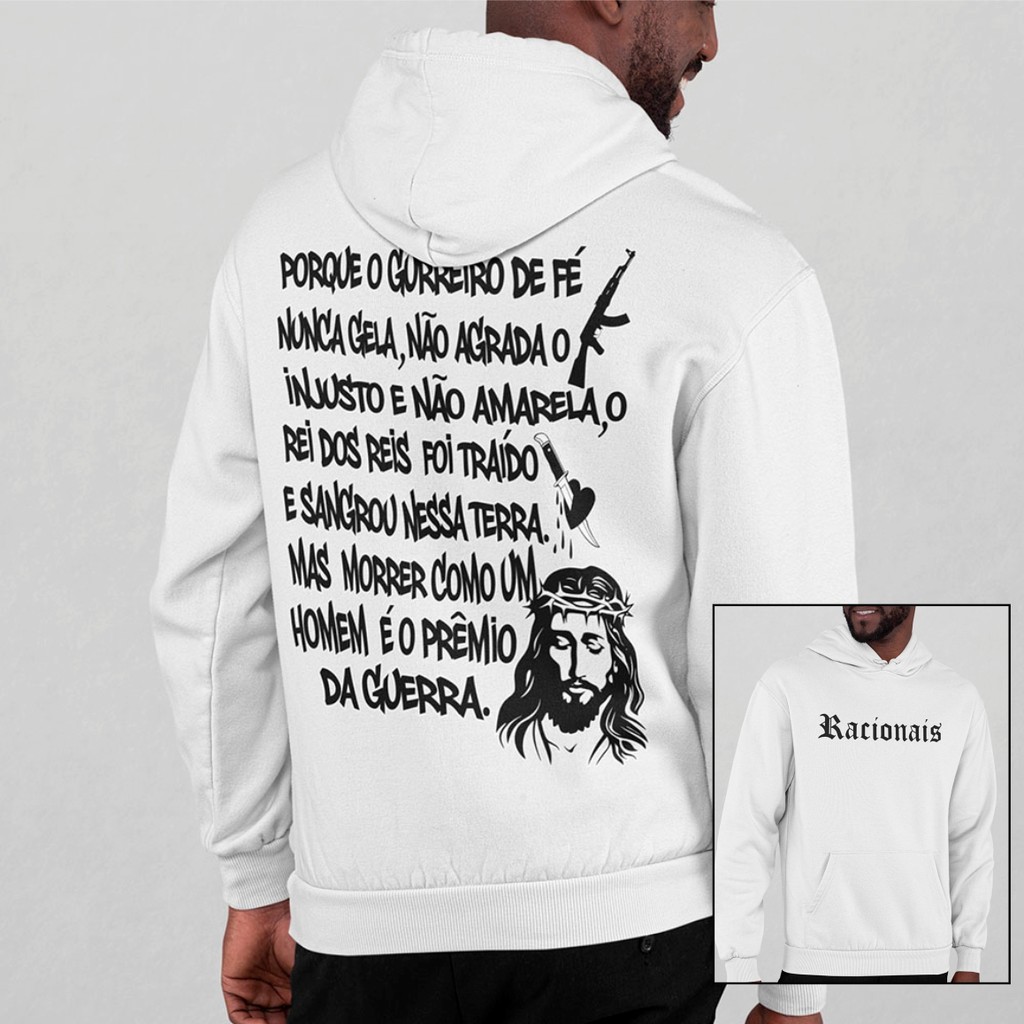 Blusa De frio Racionais MC's Musica Vida Louca Guerreiro De Fé Moletom StreetWear Casaco Com Capuz em Oferta na Shopee