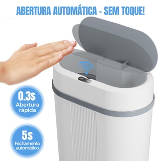 Lixeira Automática Branca 12 Litros Com Sensor Infravermelho Tampa Para Cozinha Banheiro …