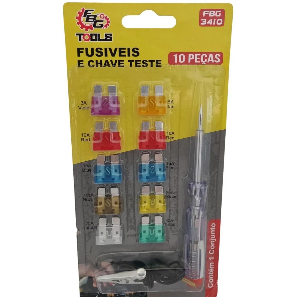 Kit 10 Fusível Grande Automotivo + Chave Teste Garra Jacaré em Oferta na Shopee
