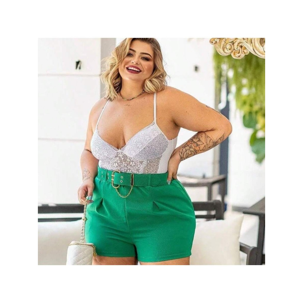 Shorts alfaiataria plus size shorts com cinto shorts Plus Size / CINTO MODELO VARIADO