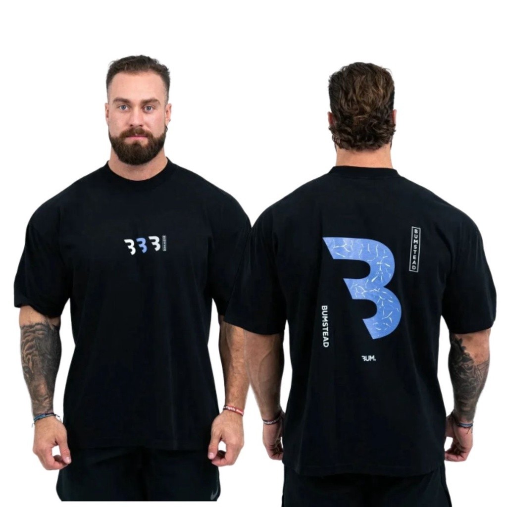 Camiseta Premium em Algodão Puro Camiseta Academia Larga Musculação Bum Azul Camisa Oversized Treino 164