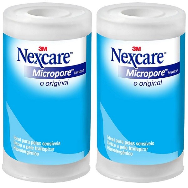 Kit com 2 Fita Micropore Nexcare Branco 100MM X 4,5M