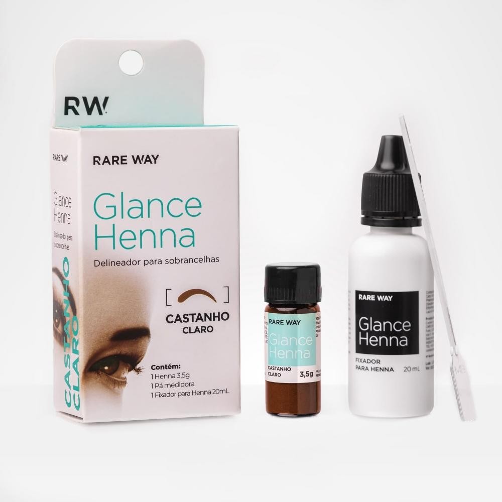 Henna para Sobrancelhas Glance Castanho Claro 3,5g - Rare Way - Beauty